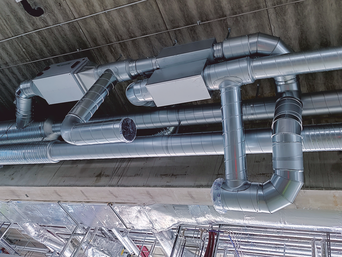 Complicated pipework in a building, which increases the need for collision control